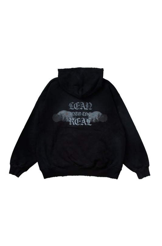 【予約】”LEAN INTO THE REAL” PULLOVER HOODIE BLACK