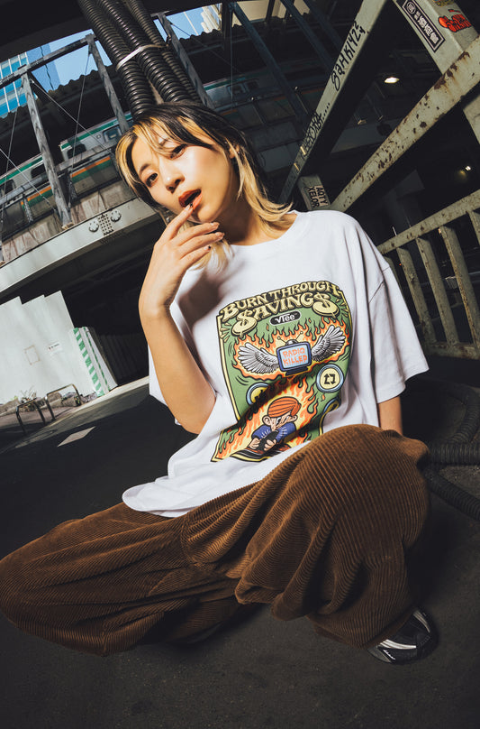 "Burn through savings" TEE WHITE