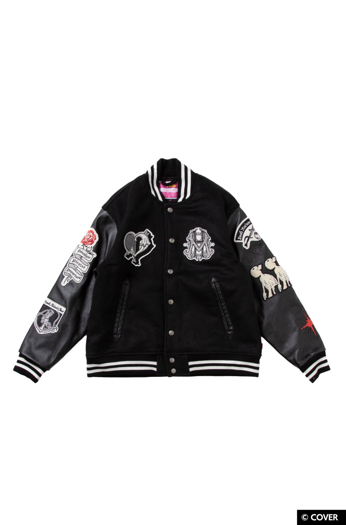 【予約】VTee x Houshou Marine "Dead Ma'am's Chest" VARSITY JACKET BLACK