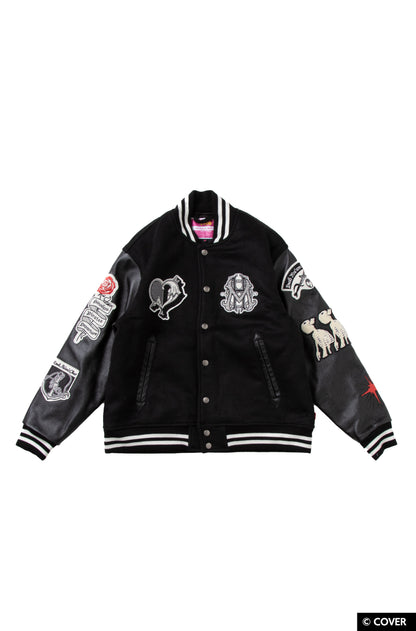 【予約】VTee x Houshou Marine "Dead Ma'am's Chest" VARSITY JACKET BLACK