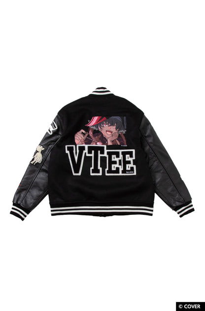【予約】VTee x Houshou Marine "Dead Ma'am's Chest" VARSITY JACKET BLACK