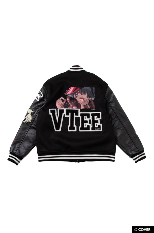 【予約】VTee x Houshou Marine "Dead Ma'am's Chest" VARSITY JACKET BLACK