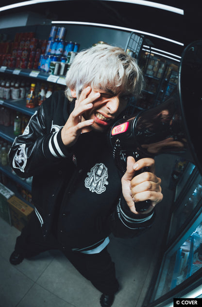 【予約】VTee x Houshou Marine "Dead Ma'am's Chest" VARSITY JACKET BLACK
