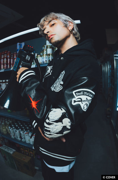 【予約】VTee x Houshou Marine "Dead Ma'am's Chest" VARSITY JACKET BLACK