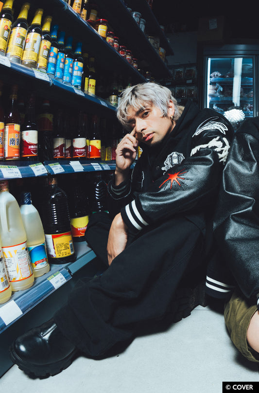 【予約】VTee x Houshou Marine "Dead Ma'am's Chest" VARSITY JACKET BLACK