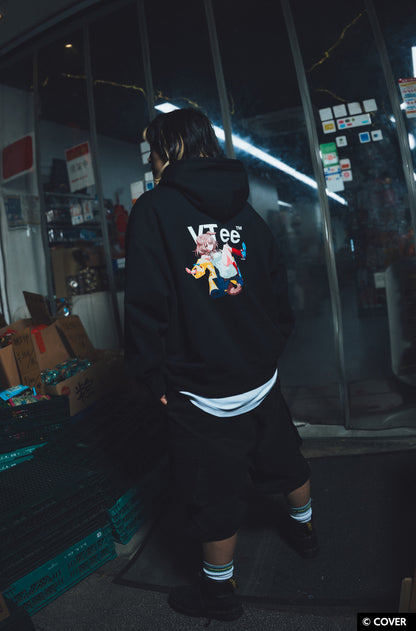 【予約】VTee x Inugami Korone PULLOVER HOODIE BLACK