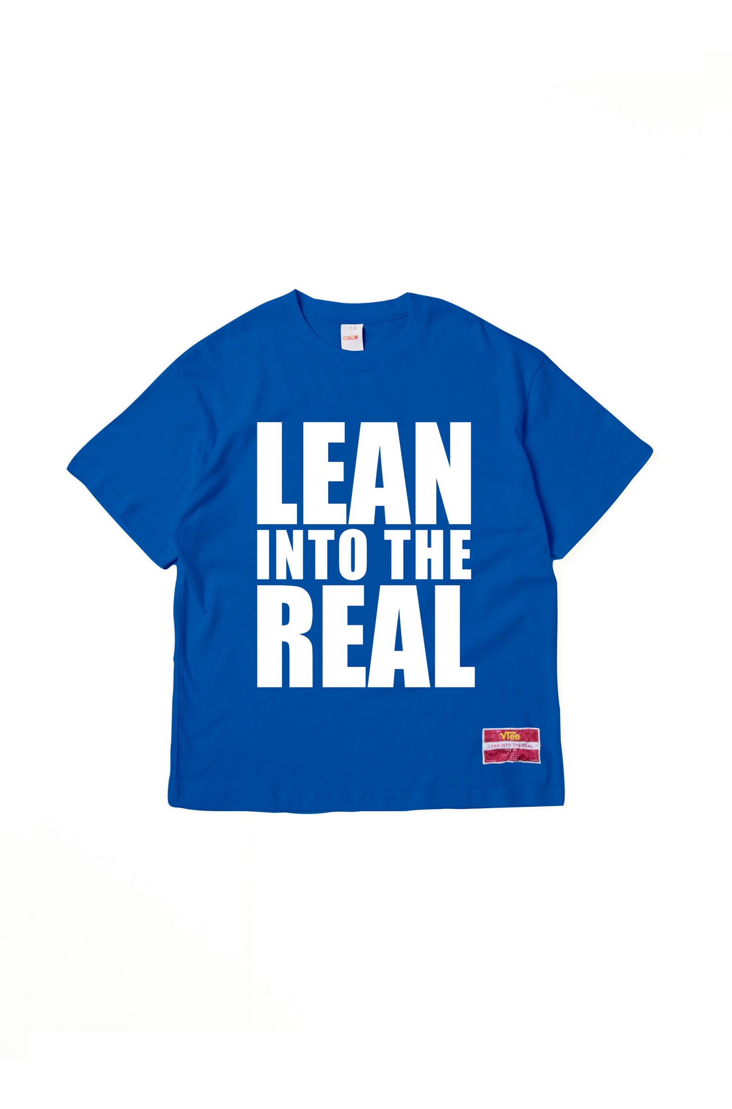 "LEAN INTO THE REAL" TEE BLUE